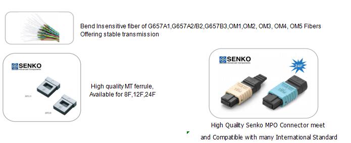 12 Fibers MPO to LC 12F MPO(male) -LC Fan-out 0.9mm 30-35cm Patch cable