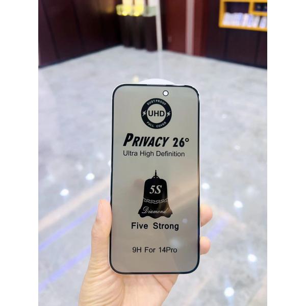 Uhd High Quality High Definition Five Strong Full Coverage Tempered Glass Privacy Screen Protector For Iphone