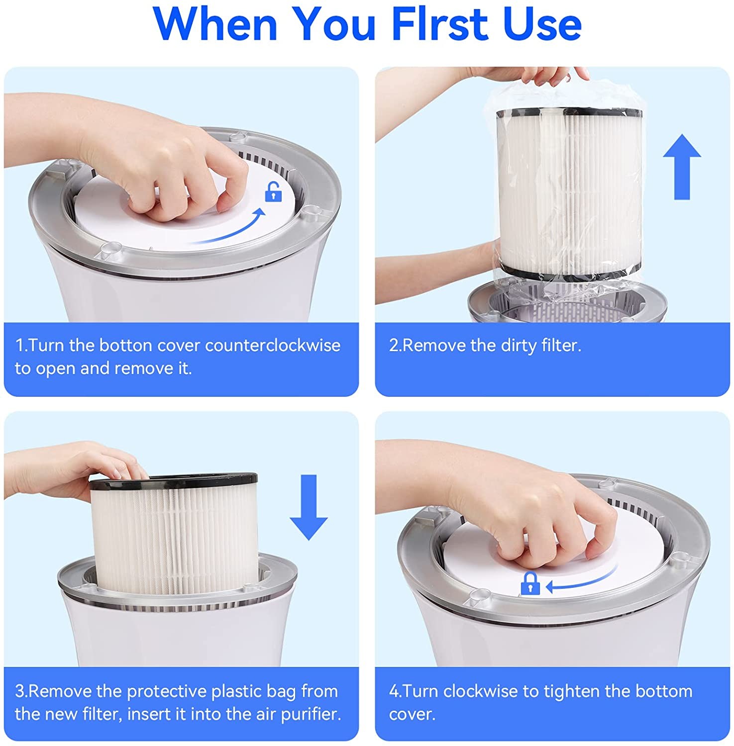 Cylinder Smart Portable Air Purifier For Home With True Hepa Filter Negative Ion