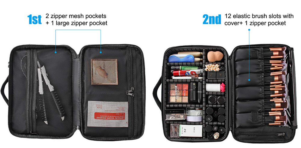 Beauty Artist makeup brushes storage box With Adjustable Dividers