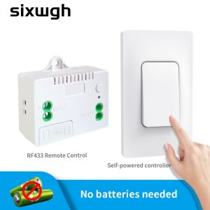 SIXWGH 433Mhz Wireless Wall Switches Self-Powered Waterproof Remote Control