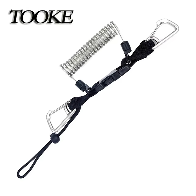 Safety Flexible Quick Release Scuba Diving Coil Lanyard For Underwater Gear Accessories