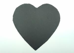 Quality Natural Stone Placemats , Black Slate Plates Heart Shape With Pads wholesale