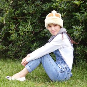 Sheepskin Winter Beanie Hats , Female Fur Headwear Beanie Plain Pattern