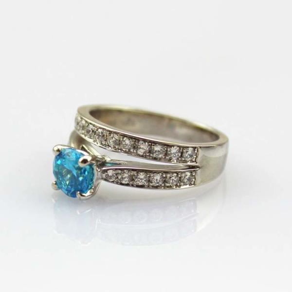 925 Sterling Silver 6mm CZ Diamonds Engagement Wedding Ring(R283)