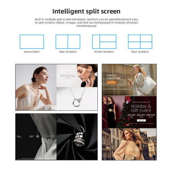 4K UHD Hanging Ceiling Signage Digital Display 55" 1000cd/m2 for Jewelry Retail