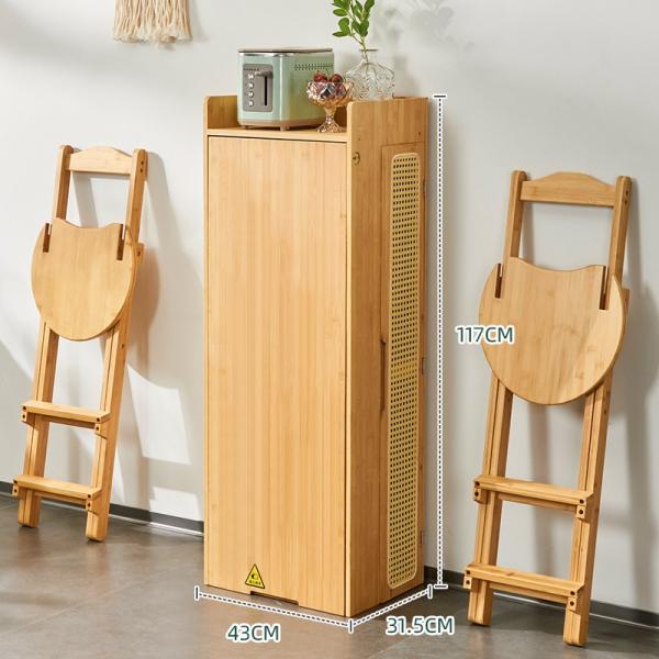 Bar Dining Table and Chair Set, Cabinet with Folding Platform Space-Saving Small Side Eating Stand in Kitchen