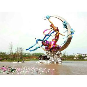 Quality Public Art Large Outdoor Garden Statues Stainless Steel Flying Fairy Painted wholesale