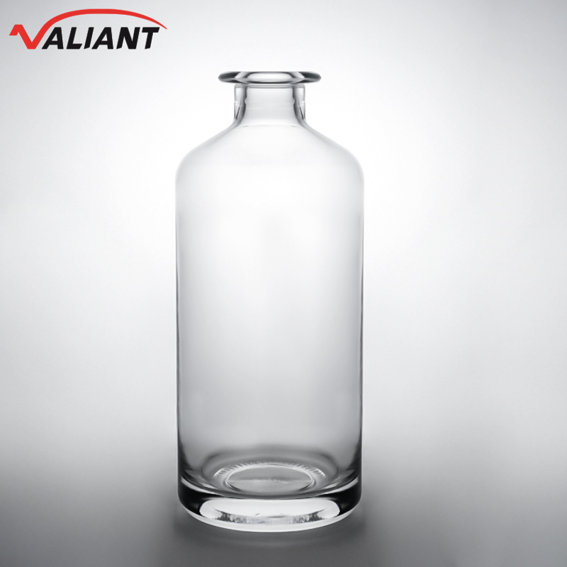 Decal Glass Bottle for Gin Rum Champagne Brandy Whisky Short Neck Clear or Customized