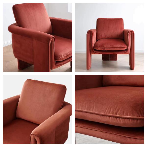 Comfortable Luxury Velvet Stylish Fabric Armchair 900mm Height