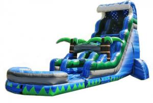 China Blue Inflatable Swimming Pool With Slide , Kids Blow Up Water Slide Double Stitching on sale