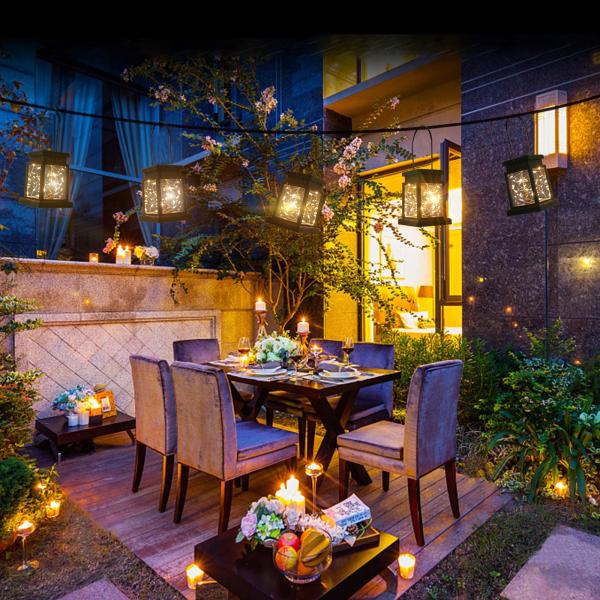 Hanging Lantern Lamp Flower Waterproof Outdoor Decoration Garland Fairy Solar Garden Courtyard Palace Lights