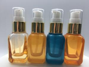 Quality SGS ISO MSDS Orange Blue 20ml Glass Pump Bottle For Lotion And Serum wholesale