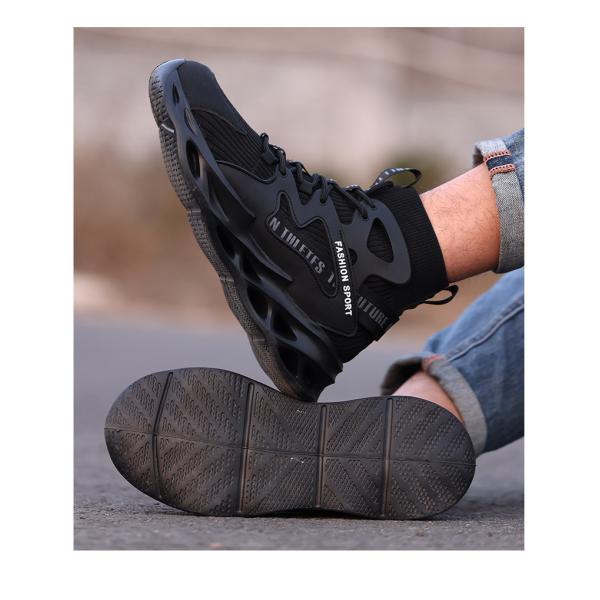 EN ISO 20345 Compliant Black TPU+Flying Knit Safety Boots Breathable Steel Toe Security Work Boots