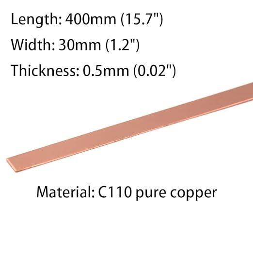 Customizable C110 Long Copper Flat Rod 0.5mm x 30mm x 400mm for Mechanical