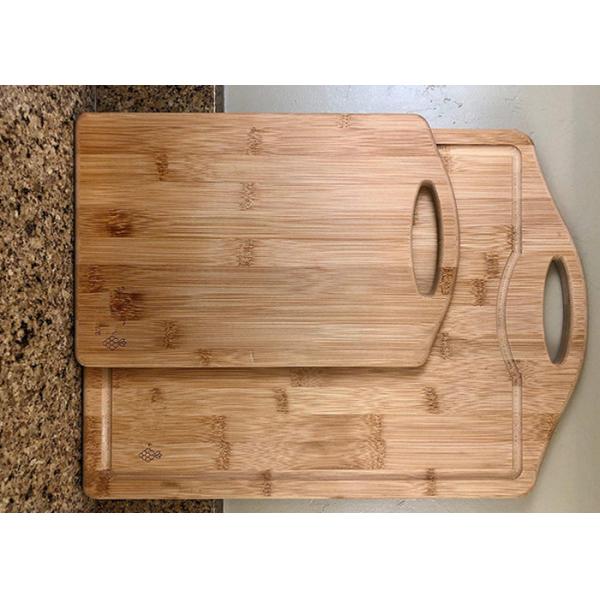 Hot Selling with handle and special shape Organics 3-Piece, Non-Slip Premium Moso Bamboo Cutting Board Set