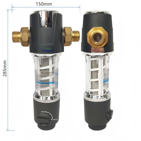 5T/H Whole House Stainless Steel Backwash Sediment Pre Filter With Flow And Pressure Monitor