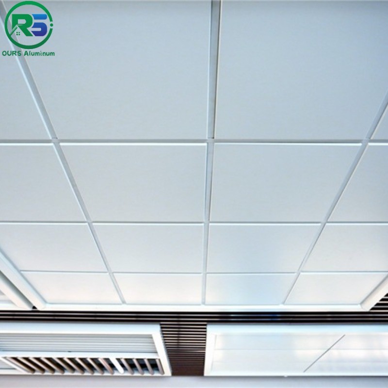White Color Galvanized Steel Lay In Metal Ceiling Tiles Customized Size Airport