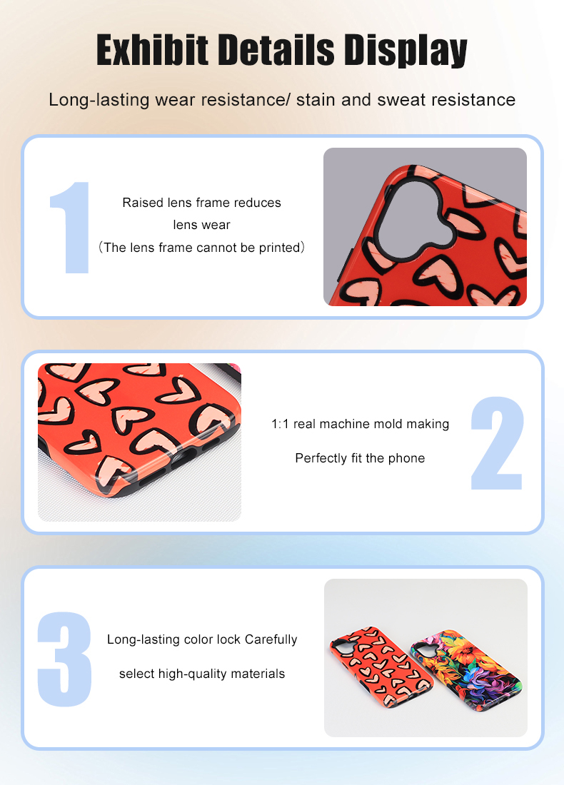 Sublimation Blank Phone Case 3D 2 in 1 Cover TPU Blank Printable for iPhone 16