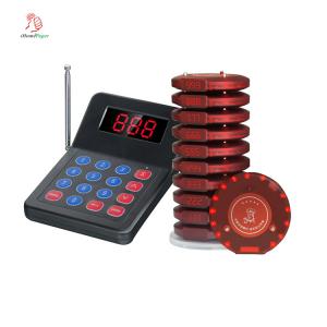 China Wholesale top sales 1 keyboard with 10 red pagers wireless restaurant coaster pager system on sale