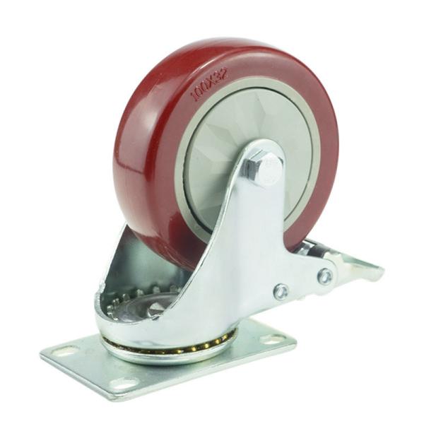 Single Bearing Red Plastic Caster Diameter 65mm Load 90kg for Furniture Shopping Trolley