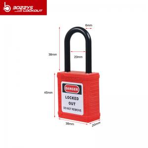 China 38mm plastic shackle safety padlock with master keys loto padlock any colors available, usually red and yellow on sale