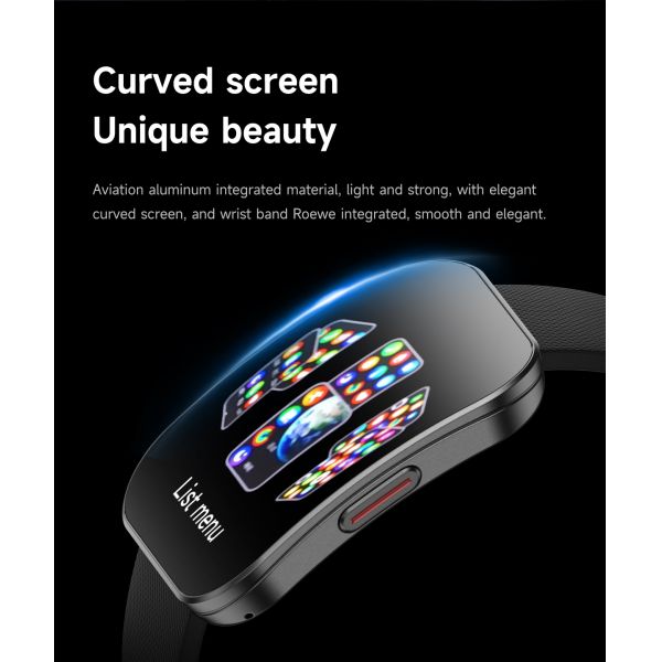 Curved Amoled Smart Watch U17 BT Calling 1.85" Ultra-thin 6.9mm Body Pressure HRV Heart Rate Monitoring Smartwatch