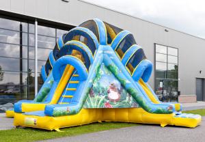 China Double Lane Valcano Jungle Large Inflatable Slides With Climb on sale