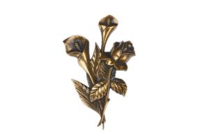 China Calla Lily Design Cemetery Decorations Bronze Color For Tombstone Hardware on sale