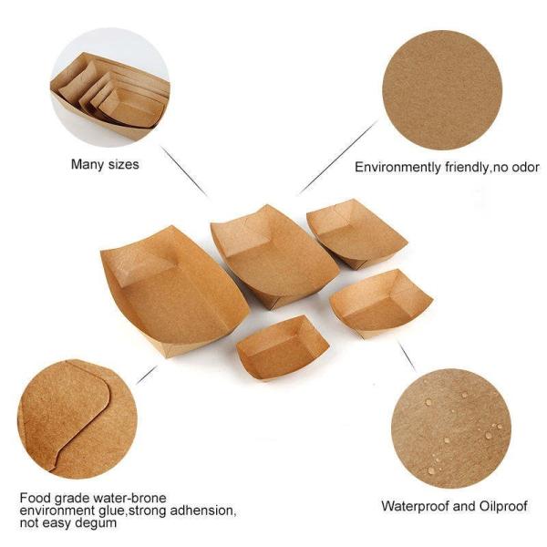 Paper Trays Disposable Kraft Paper Cardboard Food Boat Tray Fast Food Materiel Hot-dog Sweet Rigid Boxes Snacks Art Paper 300g