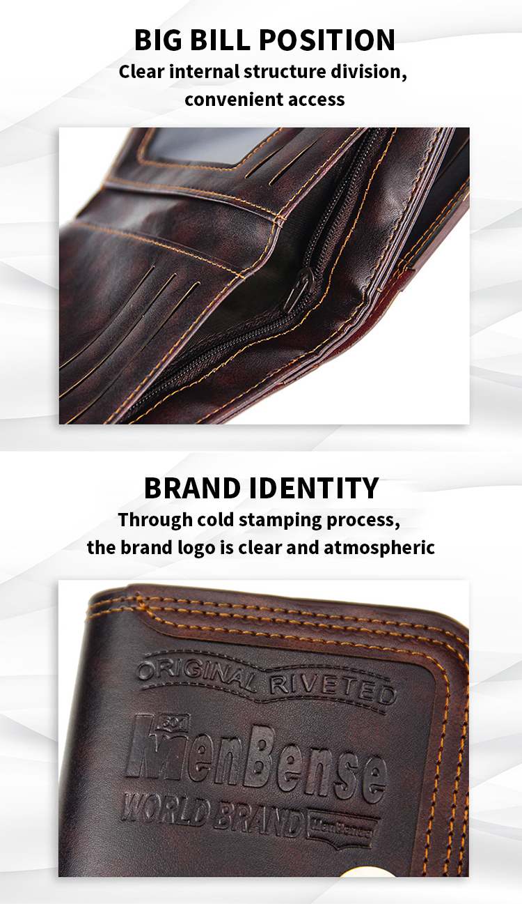 Large Capacity Men's Multi Function Wallet with Magnetic Buckle and Waterproof Design
