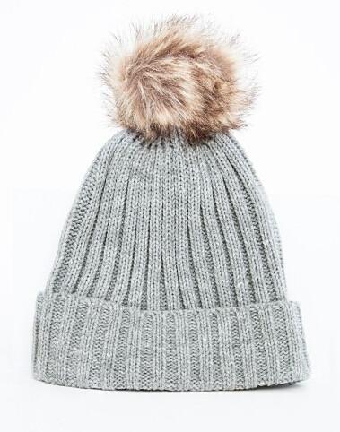 POM POM HAT GREY BEANIE Hat Winter Beanie Hat