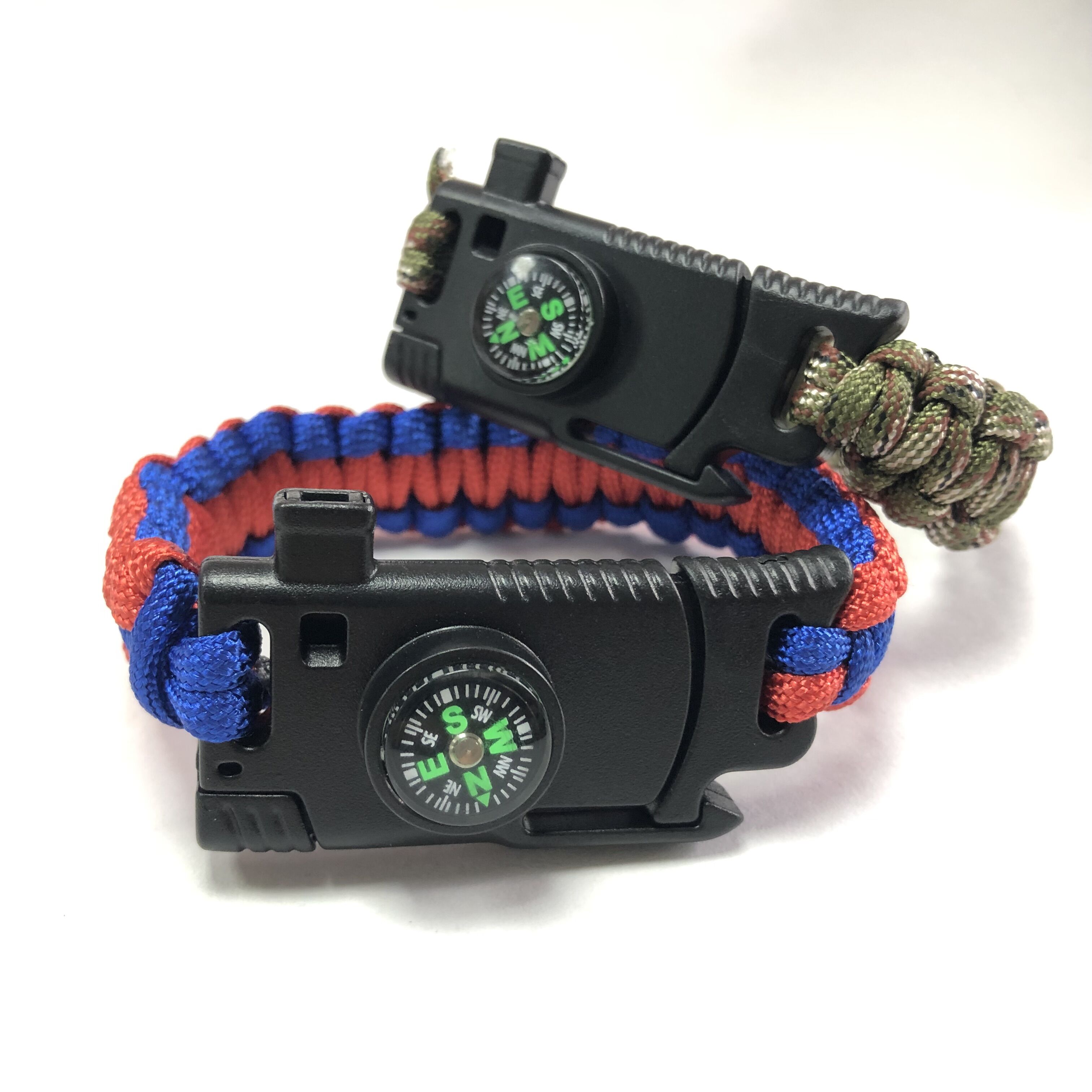 Thin Wrist Flint Starters , Adjustable SOS LED Camping Survival Bracelet