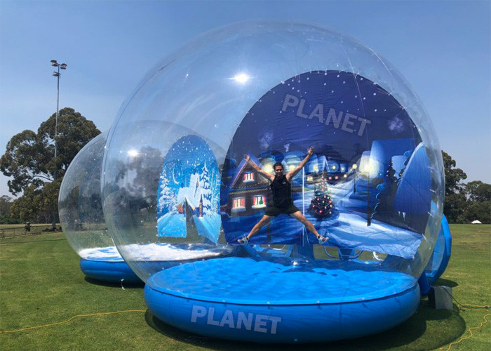Custom Backdrop Inflatable Christmas Photo Snow Globes With Tunnel