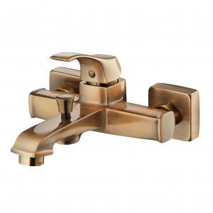Quality 2 Spout  Antique Brass Bath Mixer Taps Bathroom Shower Tub Faucet wholesale