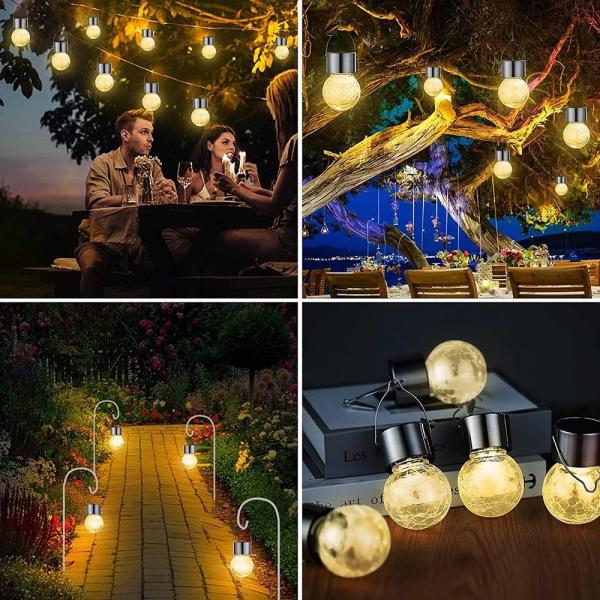 IP65 Solar Crackle Light Waterproof Decoration Glass Ball Chandelier