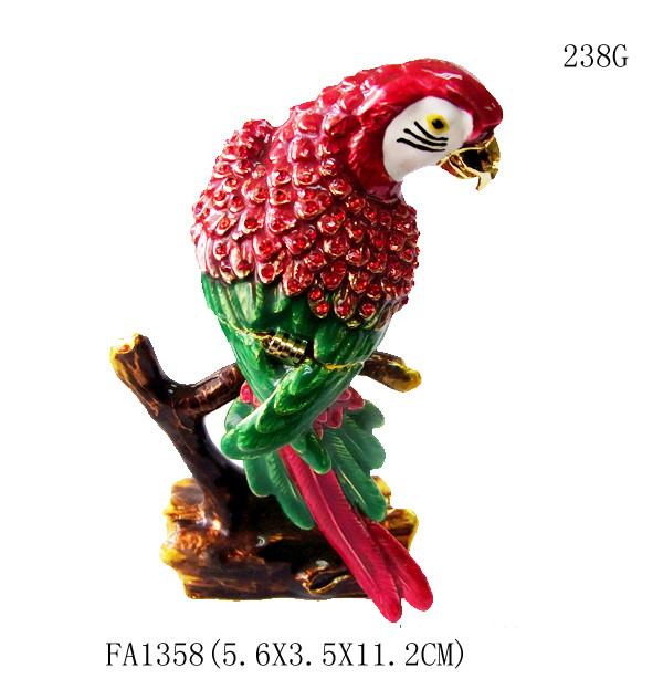 Parrot birds design jeweled enamel trinket box Parrot bird trinket boxes