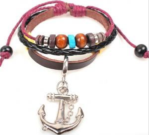 Quality Anchors personalized leather bracelet bracelet jewelry gift ideas leather jewelry Pirates wholesale