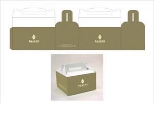China Custom Design Cake Box Gloss Art Paper Printed Folding Box , Laminated Cake Box Packaging With Handle on sale