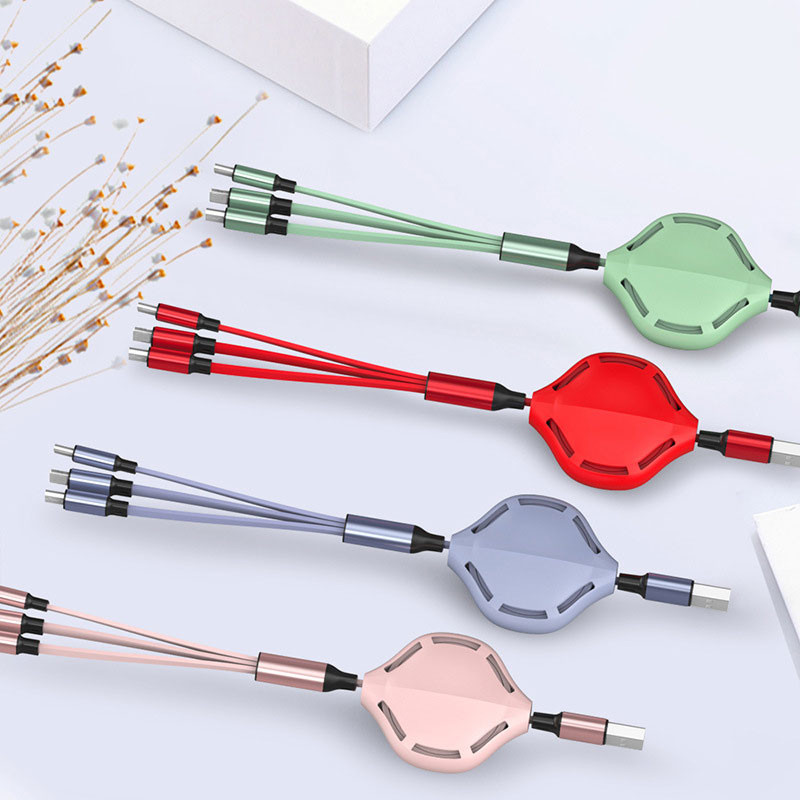 Retractable 3A Length 30cm Fast Charging USB Cables With Type C Micro