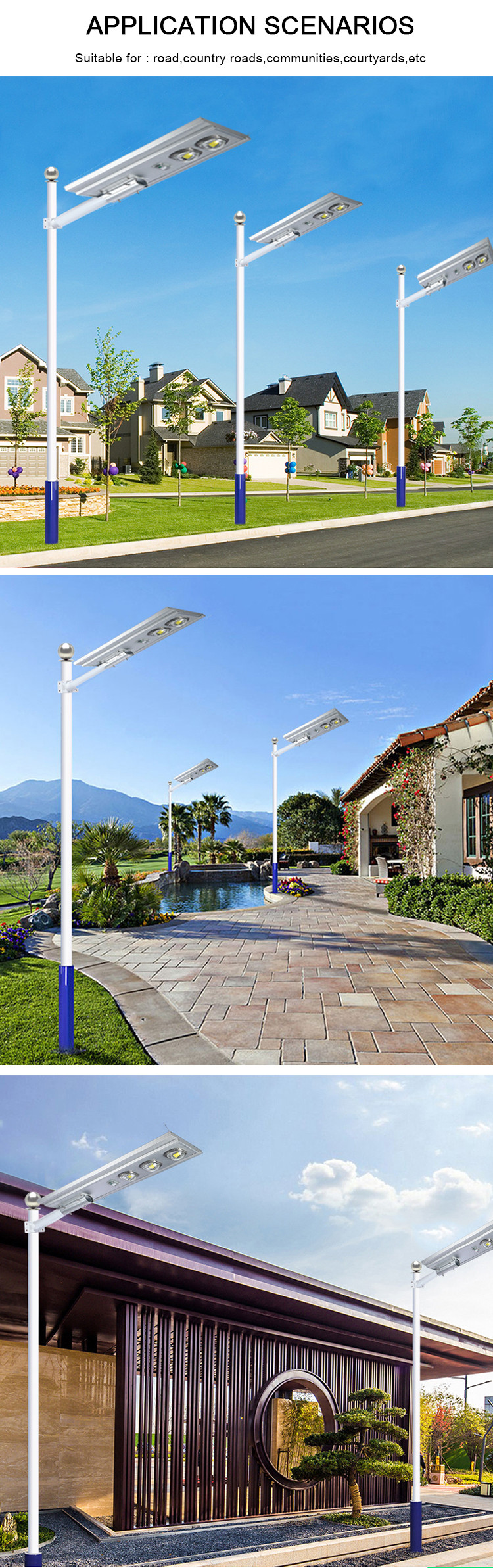 130LM/W Outdoor Integrated Solar LED Street Lights 3.2V 30AH Battery