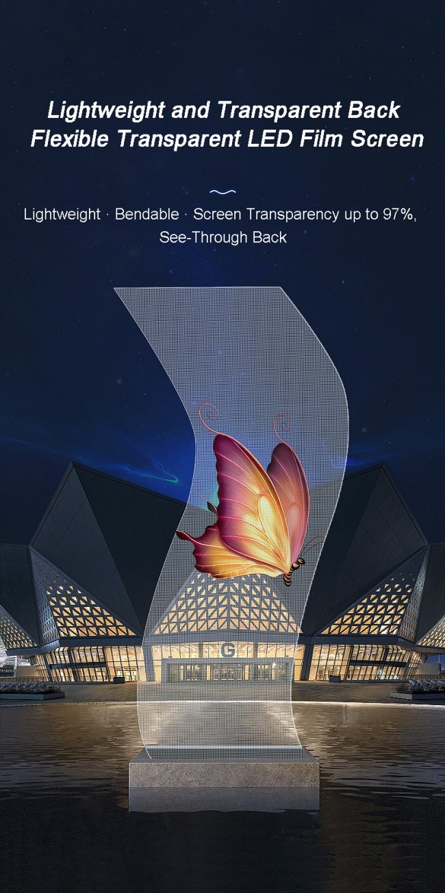 Adhesive Super Slim LED Screen Display Indoor LED Film Glass Flexible Transparent LED Screen Wall