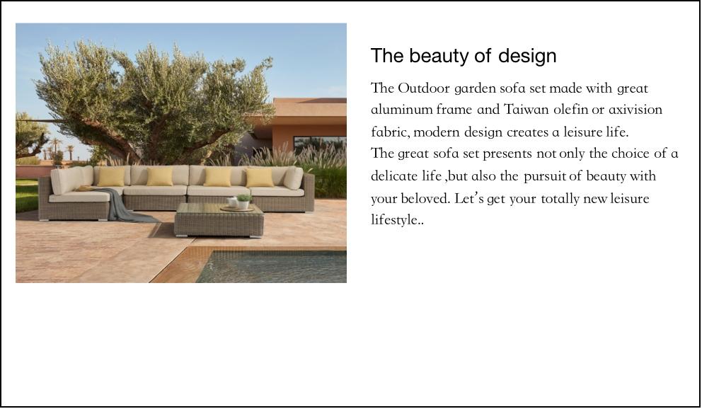 PE Wicker Rattan Furniture Patio Sofa Set Aluminum Frame Outdoor Sectional Conversation Sofa
