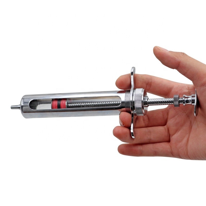 Luer Lock Veterinary Metal Syringe 20ml Manual Stainless Steel Syringe