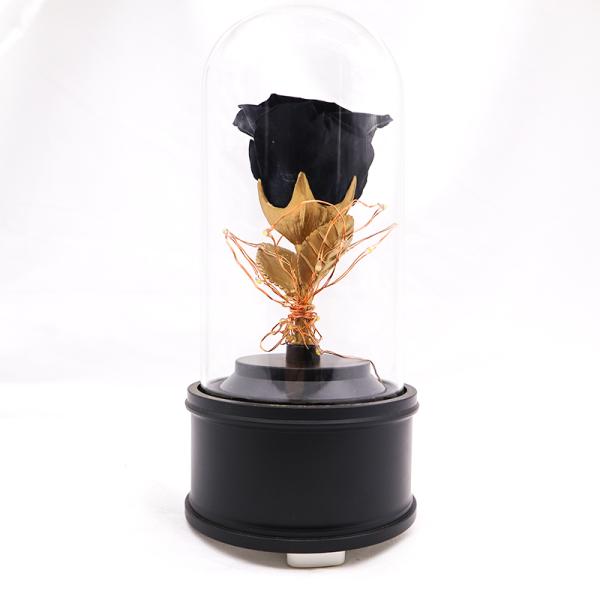 Customized Color Preserved Rose Glass Dome Bluetooth Speakers For Home Decoration