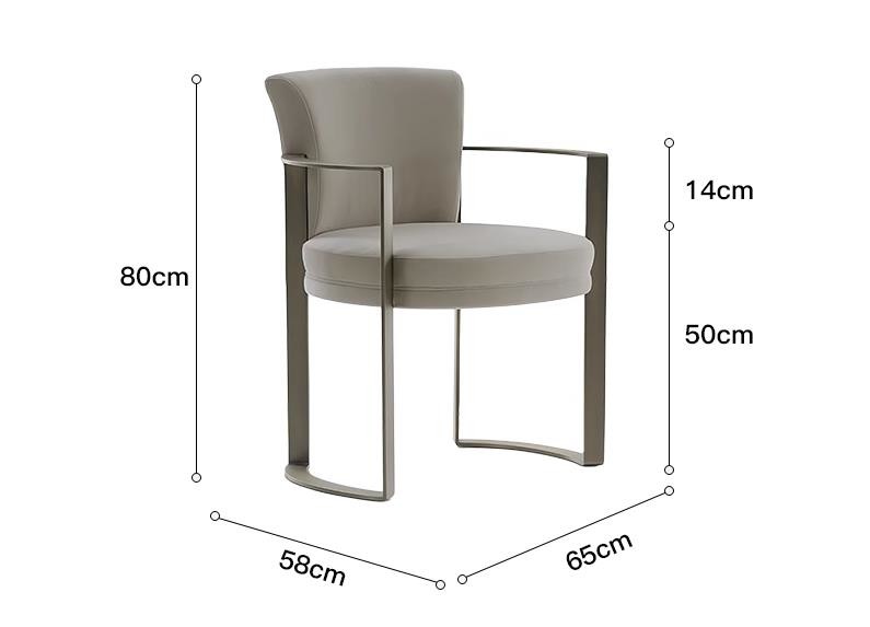 Minimalist Modern Armrest Velvet Leather Metal Dining Chair 65*58*80 cm Customized