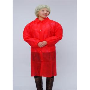 Quality Red Shirt Collar 106cm Microporous Disposable Protective Gown wholesale