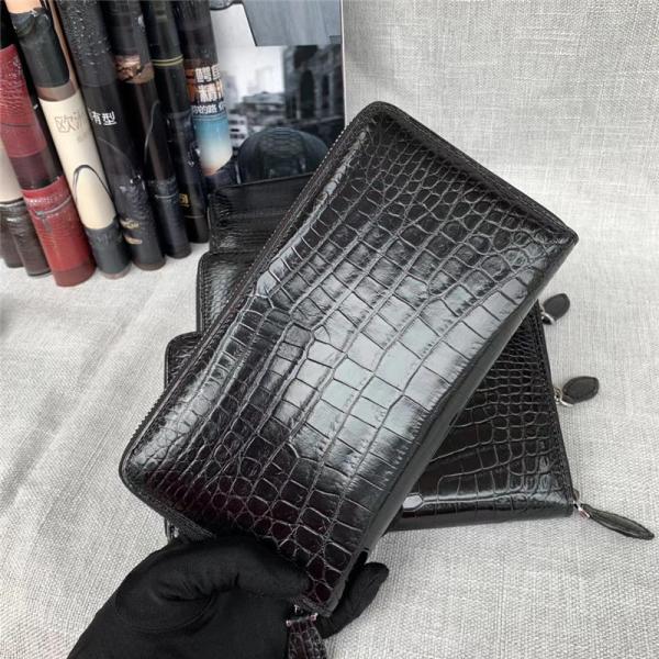 Genuine Real True Crocodile Belly Skin Male Clutch Purse Men's Long Wallet Authentic Alligator Leather Large Card Holder