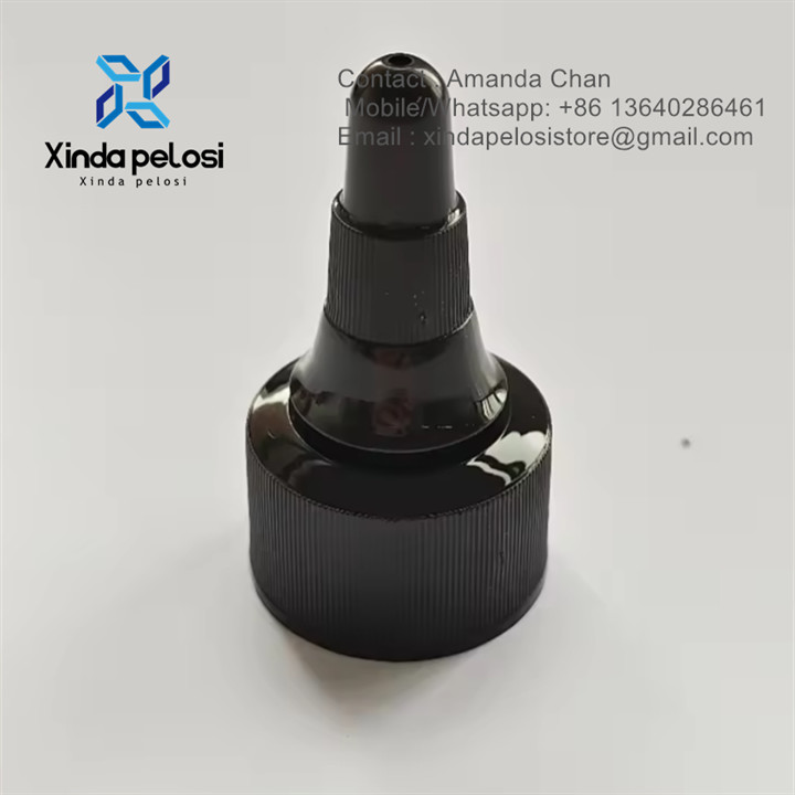 Custom BPA FREE Black Twist Top Dispensing Lids For Squeeze Bottles