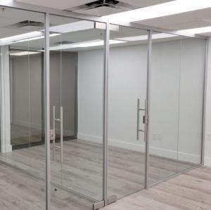 Quality Floor Spring Pivot Door Frameless Glass Partitions With Ultra Clear Insulated Glass wholesale